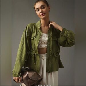 Anthropologie Oversized Utility Army Green Jacket S